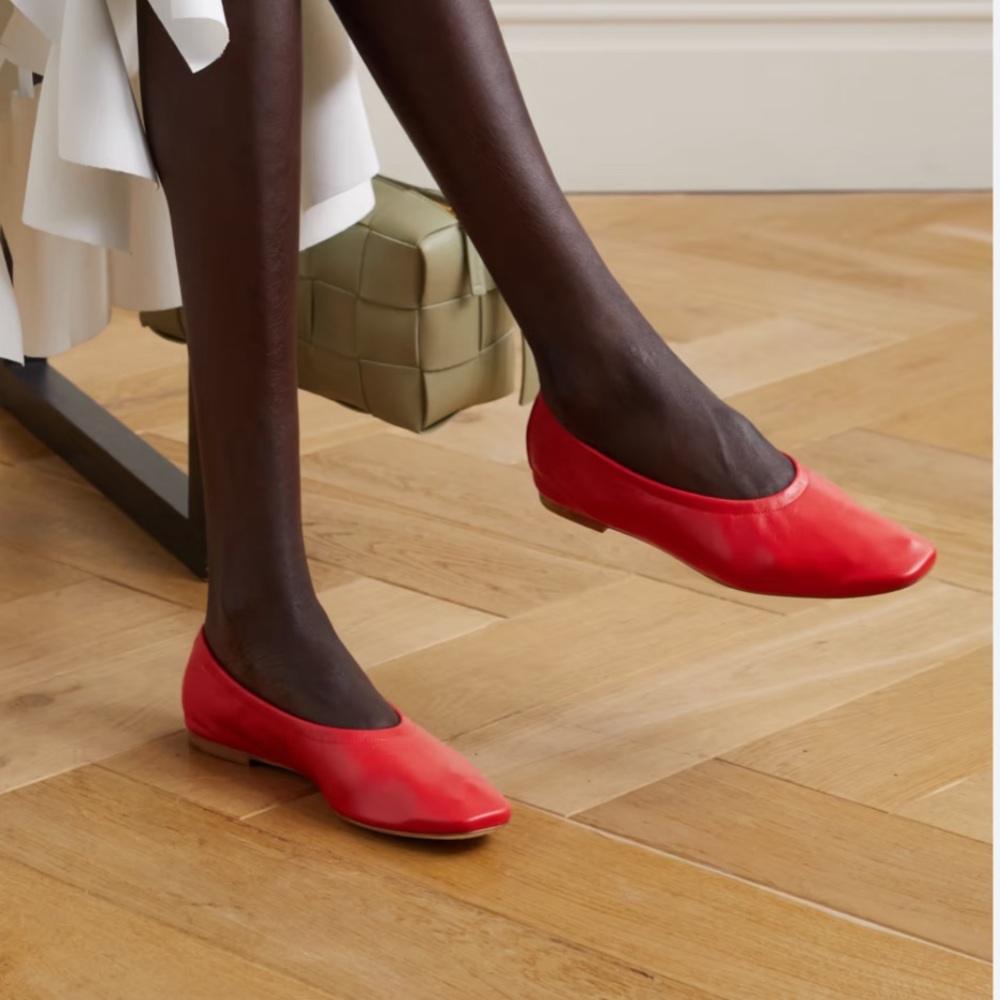 PORTE & PAIRE Gathered leather ballet flats